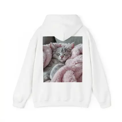 Sleeping Gray Kitten Wrapped Pink Fluffy Blanket