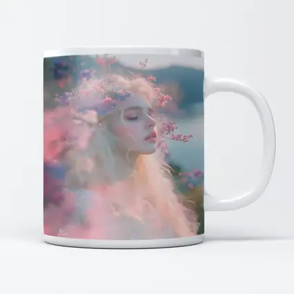 Dreamy Woman Pink Flowers Soft Portrait