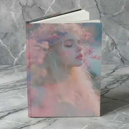 Dreamy Woman Pink Flowers Soft Portrait