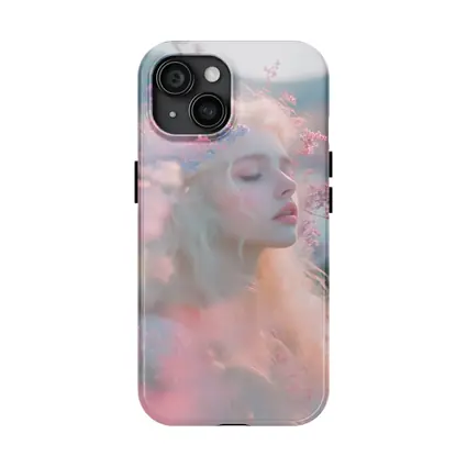 Dreamy Woman Pink Flowers Soft Portrait