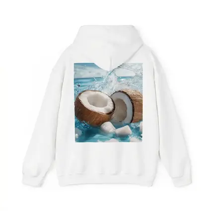 Fresh Coconut Halves Splashing Blue Water