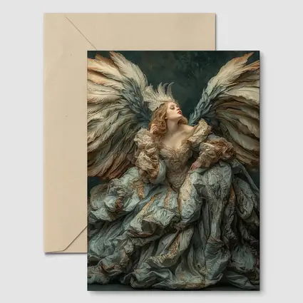 Baroque Angel Woman Large Wings Fantasy Art
