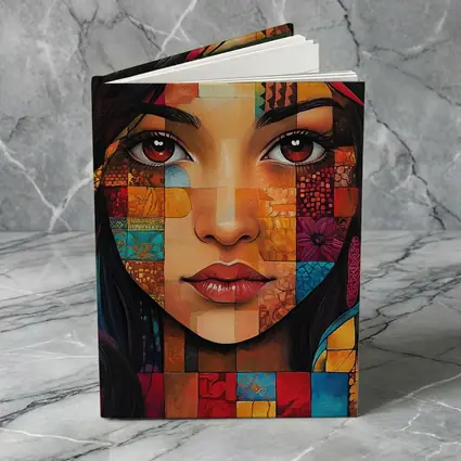Mosaic Patchwork Portrait Woman Colorful Abstract