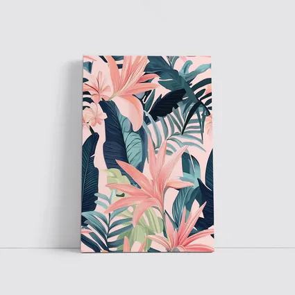 Pink Tropical Flowers and Dark Leaves