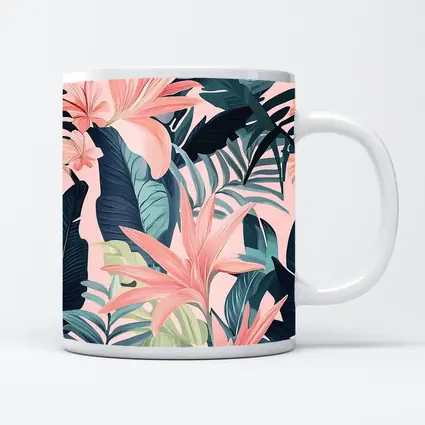 Pink Tropical Flowers and Dark Leaves