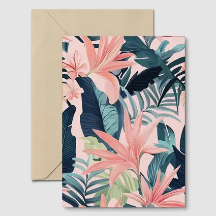 Pink Tropical Flowers and Dark Leaves