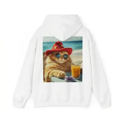 Orange Cat Sunglasses Red Hat Beach