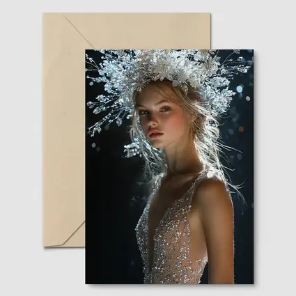 Woman Crystal Crown Gown Dark Background