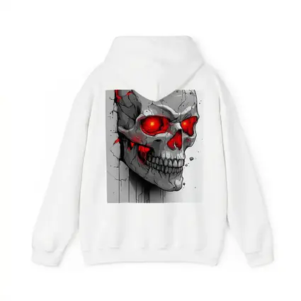 Cracked Stone Skull Glowing Red Eyes Art