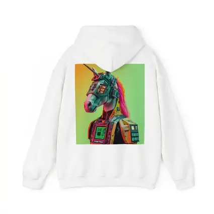 Cyberpunk Unicorn Robot Warrior Green Background