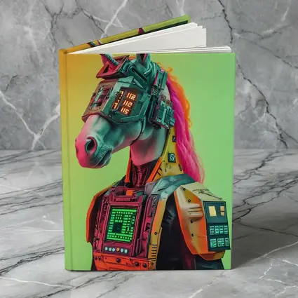 Cyberpunk Unicorn Robot Warrior Green Background