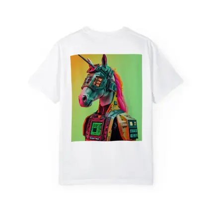 Cyberpunk Unicorn Robot Warrior Green Background