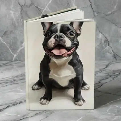 Happy French Bulldog Portrait on Beige Background