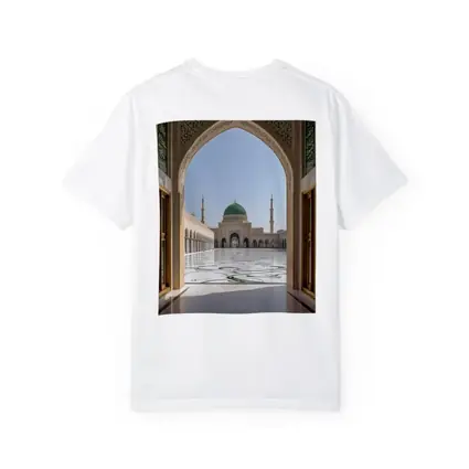 Mosque Green Dome Courtyard Arch View