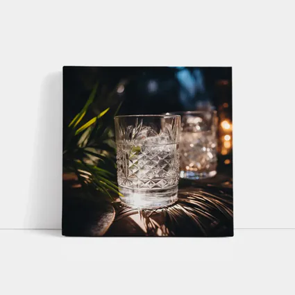 Crystal Whiskey Glass Ice Tropical Night