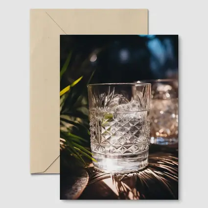 Crystal Whiskey Glass Ice Tropical Night
