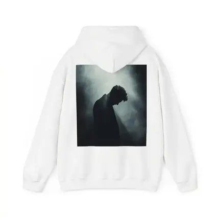 Silhouette Man Head Down Dark Moody Background