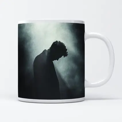 Silhouette Man Head Down Dark Moody Background
