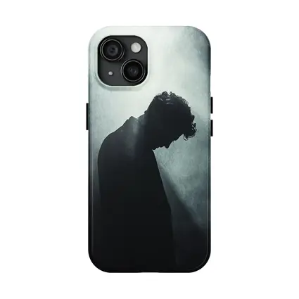 Silhouette Man Head Down Dark Moody Background