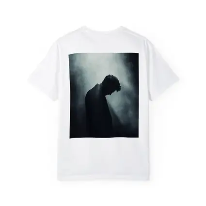 Silhouette Man Head Down Dark Moody Background