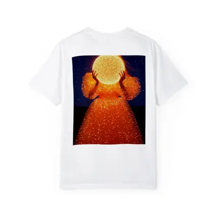 Woman Holding Glowing Orb Starry Night