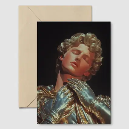 Golden Sculpture Figure Dark Dramatic Background