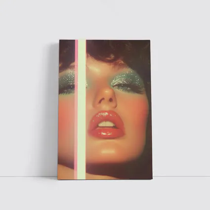 Glitter Eyeshadow Bold Lips Retro Makeup Portrait