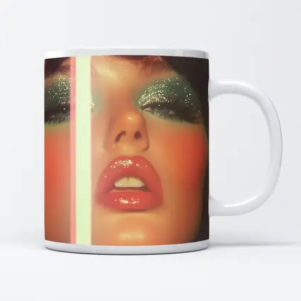 Glitter Eyeshadow Bold Lips Retro Makeup Portrait