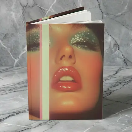 Glitter Eyeshadow Bold Lips Retro Makeup Portrait