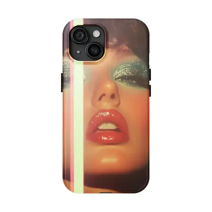 Glitter Eyeshadow Bold Lips Retro Makeup Portrait