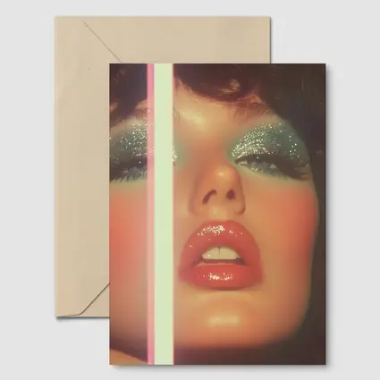Glitter Eyeshadow Bold Lips Retro Makeup Portrait