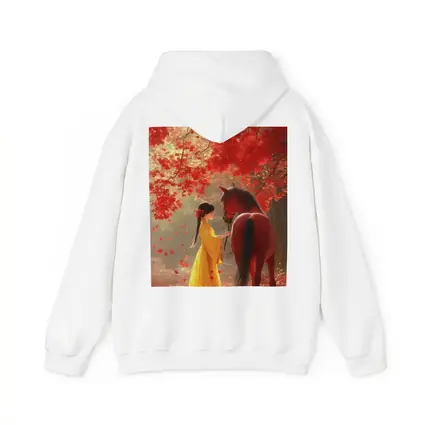 Girl in Yellow Dress with Horse Autumn