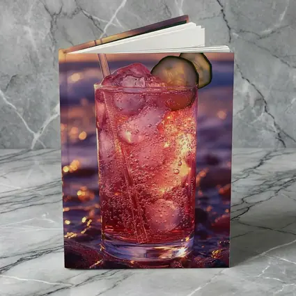 Pink Cocktail Drink Sunset Ocean Background