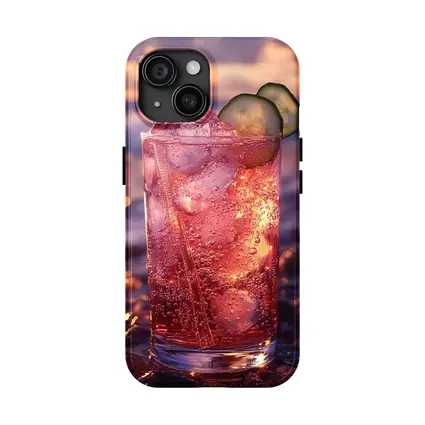 Pink Cocktail Drink Sunset Ocean Background