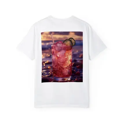 Pink Cocktail Drink Sunset Ocean Background