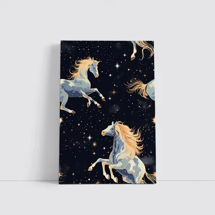 Celestial Horses Galloping Through Starry Night
