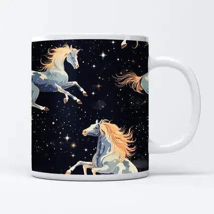Celestial Horses Galloping Through Starry Night
