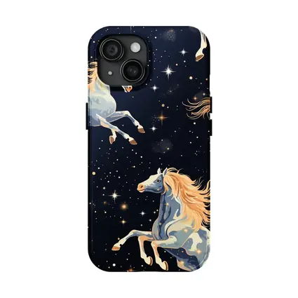 Celestial Horses Galloping Through Starry Night
