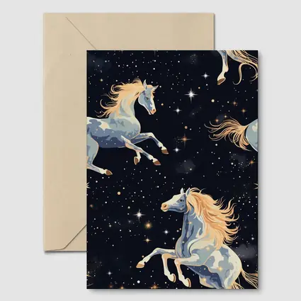 Celestial Horses Galloping Through Starry Night