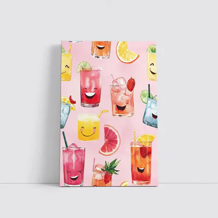 Happy Cartoon Cocktail Glasses Pink Pattern
