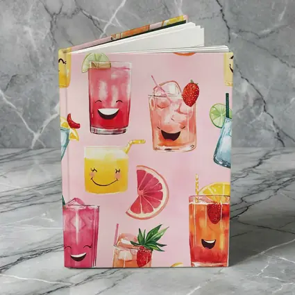 Happy Cartoon Cocktail Glasses Pink Pattern
