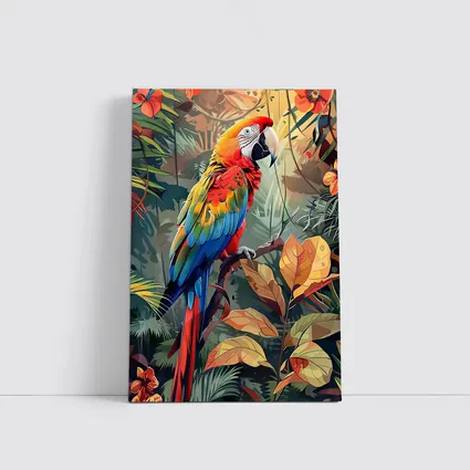 Scarlet Macaw Parrot Tropical Jungle Foliage
