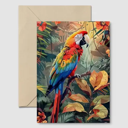 Scarlet Macaw Parrot Tropical Jungle Foliage
