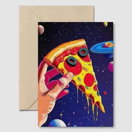 Pop Art Pizza Slice Colorful Space Galaxy