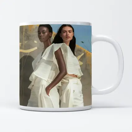 Two Women White Outfits Outdoor Fashion