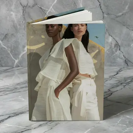 Two Women White Outfits Outdoor Fashion