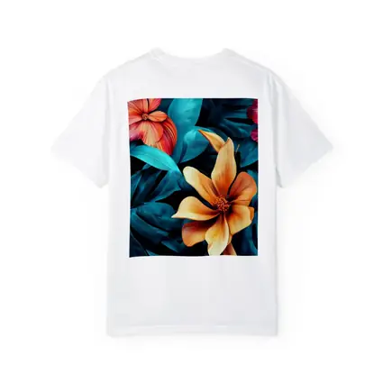 Tropical Flowers Orange Blooms Teal Leaves