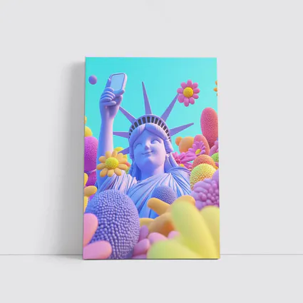 Statue of Liberty Selfie Pastel Floral Pop