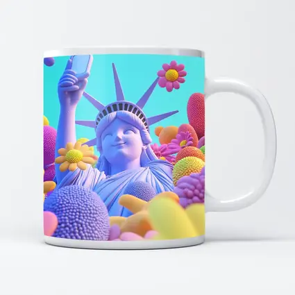 Statue of Liberty Selfie Pastel Floral Pop