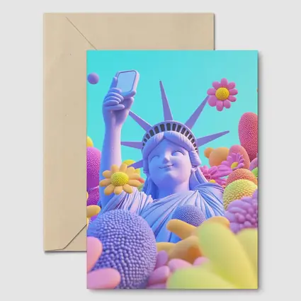 Statue of Liberty Selfie Pastel Floral Pop